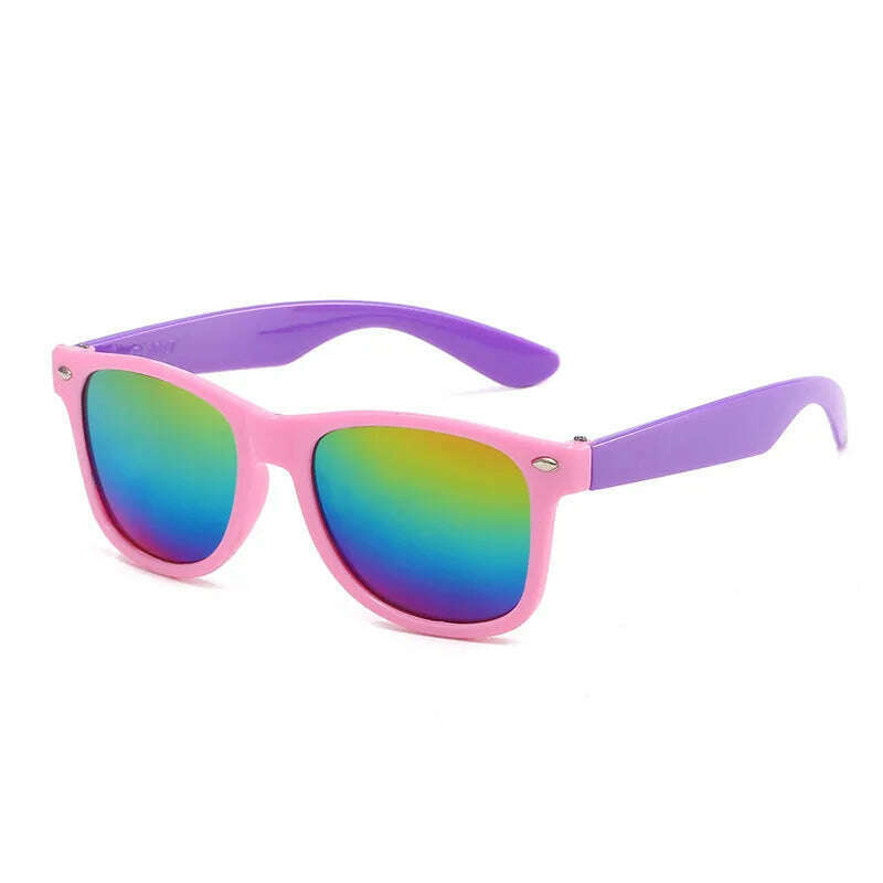 Vintage Square Kids Sunglasses Flexible Safety Children Sun Glasses Fashion Boys Girls Sun Shades Eyewear UV400 Gafas De Sol - KIMLUD
