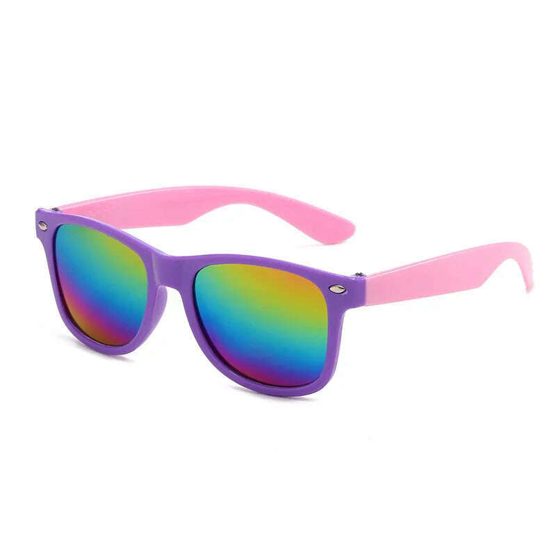 Vintage Square Kids Sunglasses Flexible Safety Children Sun Glasses Fashion Boys Girls Sun Shades Eyewear UV400 Gafas De Sol - KIMLUD