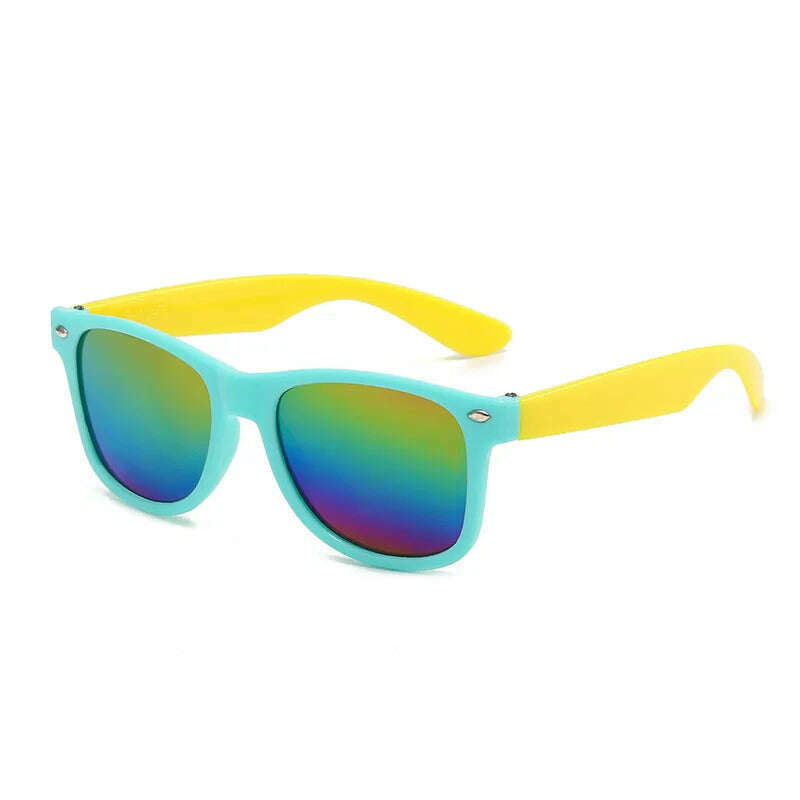 Vintage Square Kids Sunglasses Flexible Safety Children Sun Glasses Fashion Boys Girls Sun Shades Eyewear UV400 Gafas De Sol - KIMLUD
