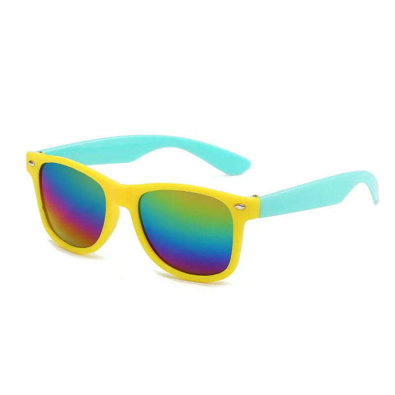 Vintage Square Kids Sunglasses Flexible Safety Children Sun Glasses Fashion Boys Girls Sun Shades Eyewear UV400 Gafas De Sol - KIMLUD