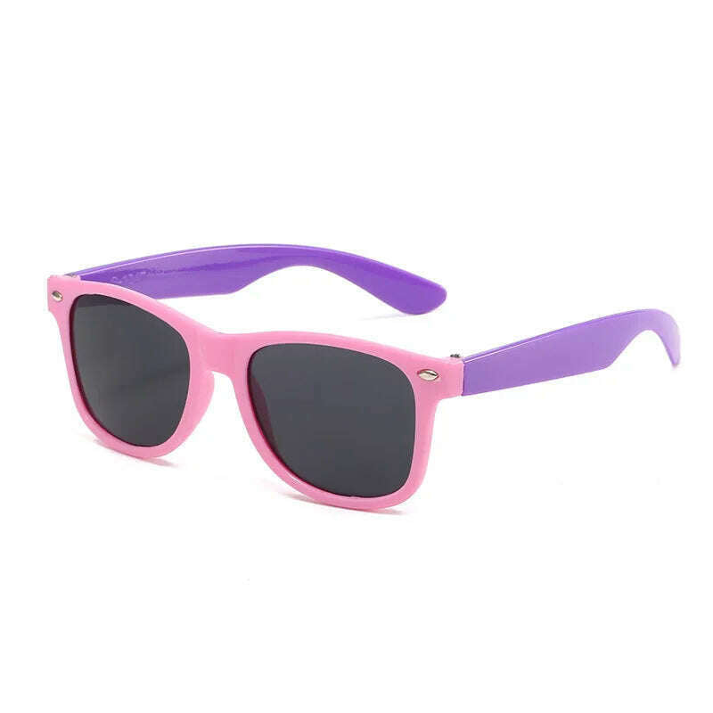 Vintage Square Kids Sunglasses Flexible Safety Children Sun Glasses Fashion Boys Girls Sun Shades Eyewear UV400 Gafas De Sol - KIMLUD