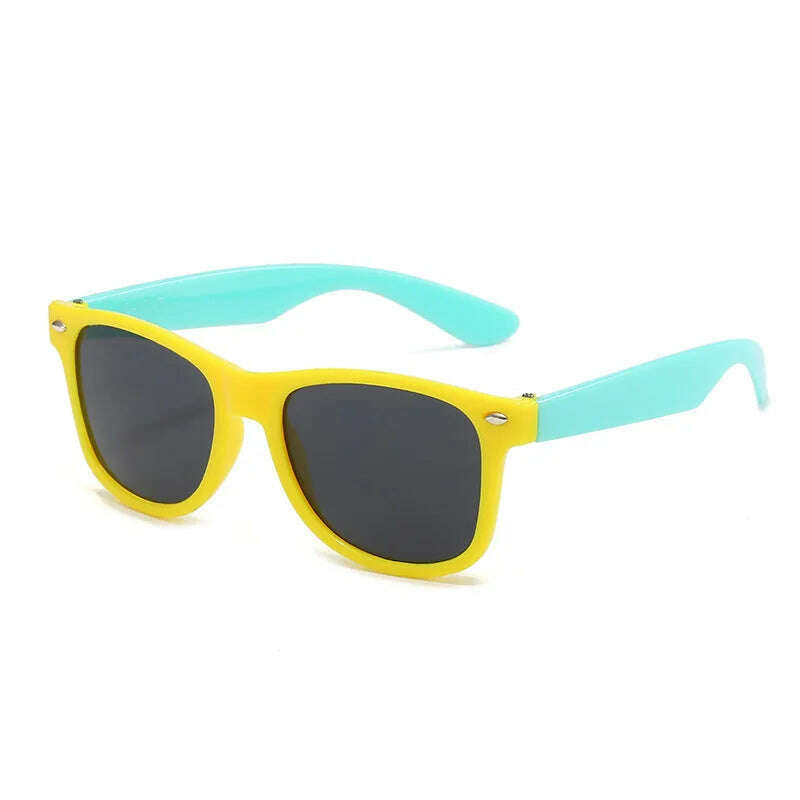 Vintage Square Kids Sunglasses Flexible Safety Children Sun Glasses Fashion Boys Girls Sun Shades Eyewear UV400 Gafas De Sol - KIMLUD