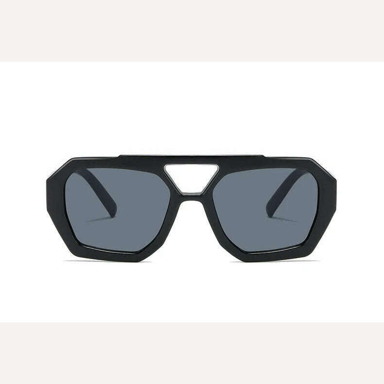 Vintage Square Sunglasses for Women Men Thick Frame Double Bridges Eyewear Female Fashion Chic Polygon Sun Glasses Leopard Blue - KIMLUD