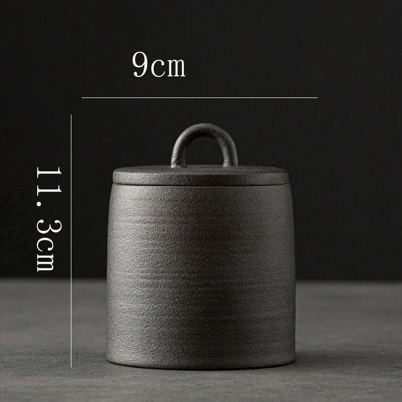 Vintage Stoneware Tea Pot with Lid Ceramic Sealed Food Storage Jar Pu'er Tea Pot Kitchen Nut Candy Storage Bottle Food Container - KIMLUD