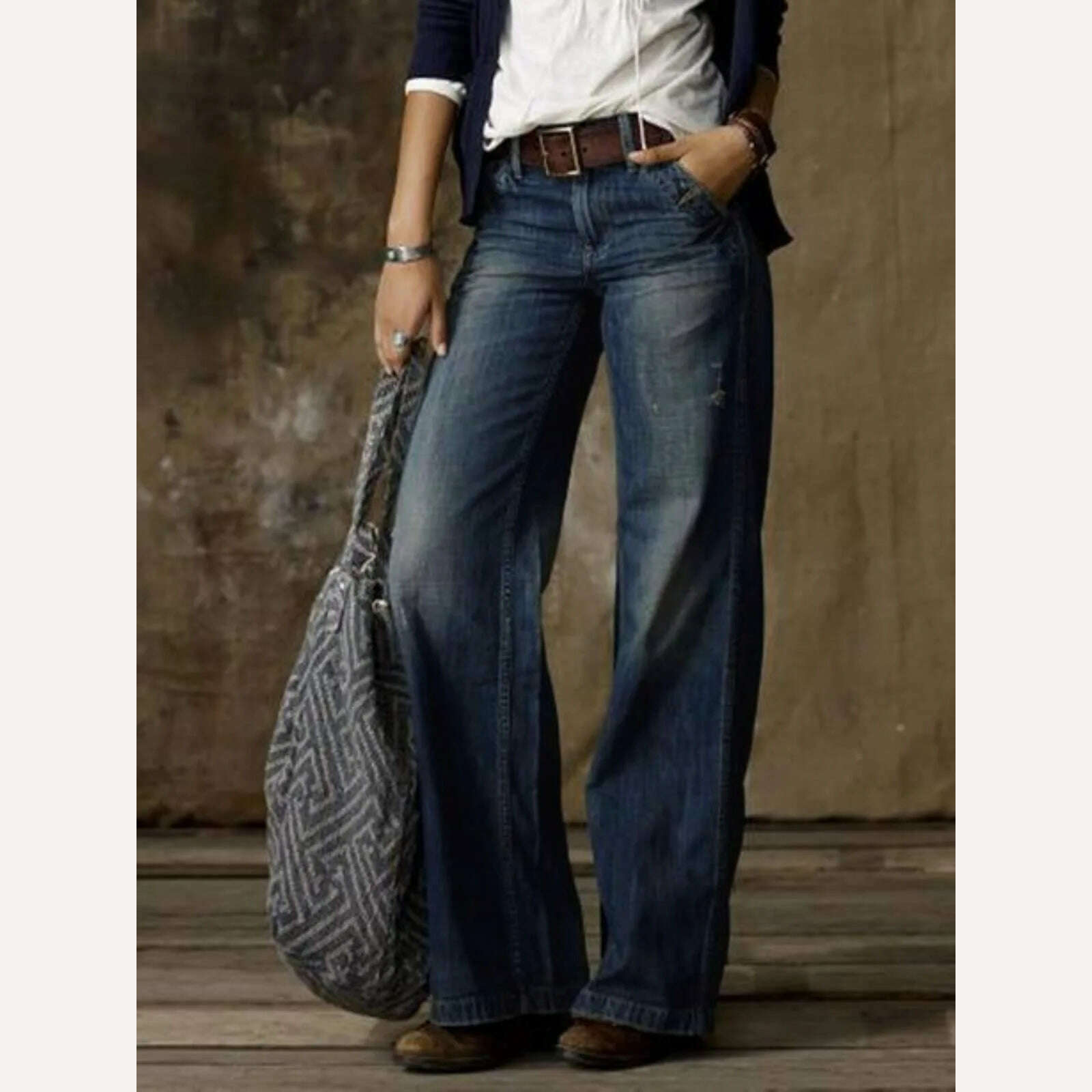 KIMLUD, Vintage Style Jeans Women Loose Wide Leg Trousers Fashion Harajuku Streetwear Straight Denim Pants, KIMLUD Women's Clothes