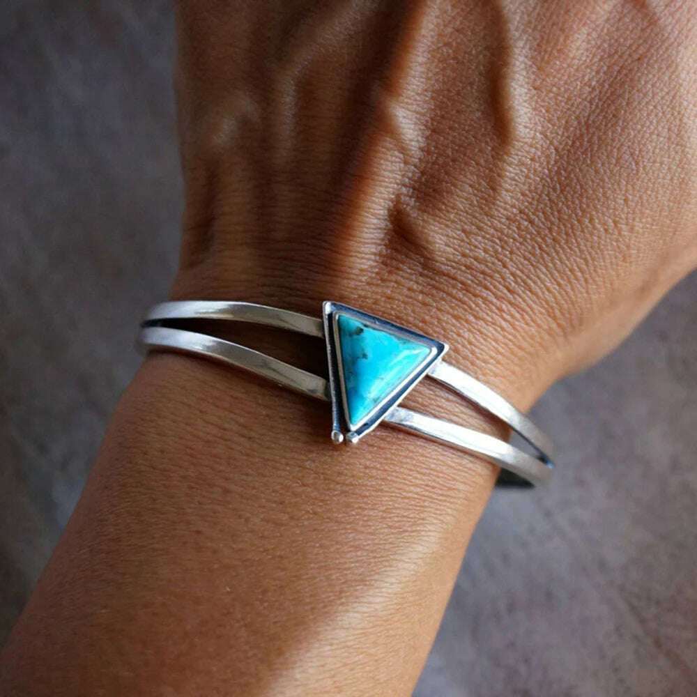 Vintage Style Natural Stone Bracelet Boho Women Feather Open Bracelet Featured Simple Fashion Holiday Party Gift Accessories - KIMLUD