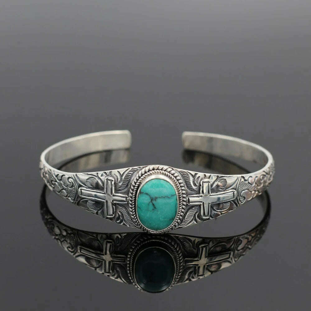 Vintage Style Natural Stone Bracelet Boho Women Feather Open Bracelet Featured Simple Fashion Holiday Party Gift Accessories - KIMLUD