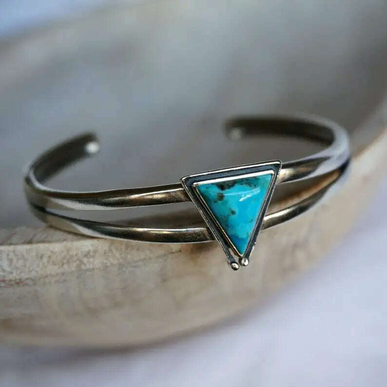 Vintage Style Natural Stone Bracelet Boho Women Feather Open Bracelet Featured Simple Fashion Holiday Party Gift Accessories - KIMLUD