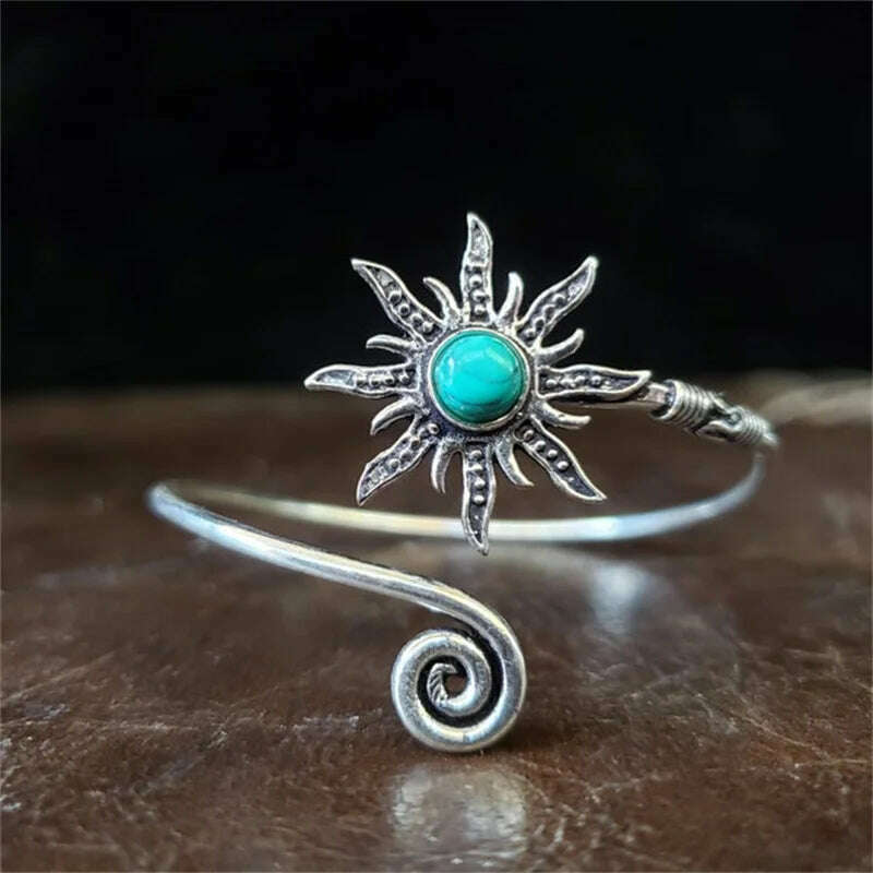 Vintage Style Natural Stone Bracelet Boho Women Feather Open Bracelet Featured Simple Fashion Holiday Party Gift Accessories - KIMLUD