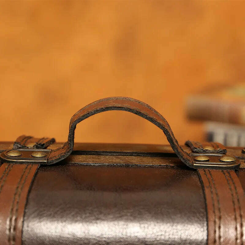 Vintage Traveling Suitcase Wooden Storage Box Treasure Chest Script Props Box Photography Antique Wooden Box - KIMLUD