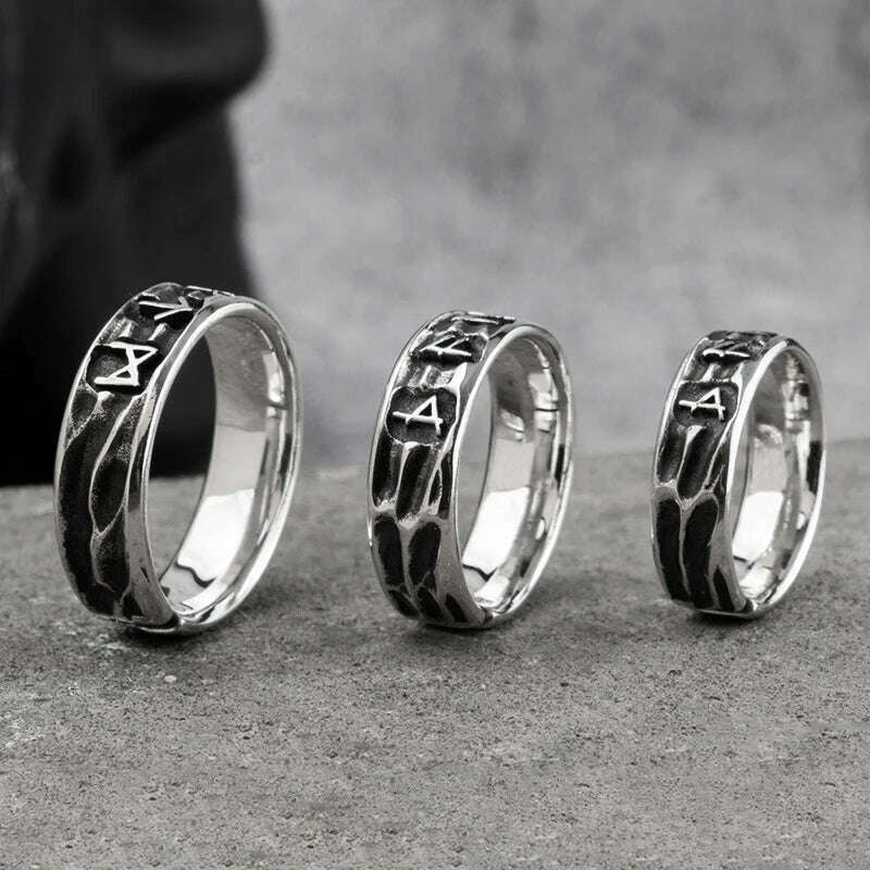 KIMLUD, Vintage Viking Ring Ethnic Totem Rune Ring Men Geometric Shaped Titanium Steel Ring Fashion Locomotive Ring Jewelry Gifts, KIMLUD Womens Clothes