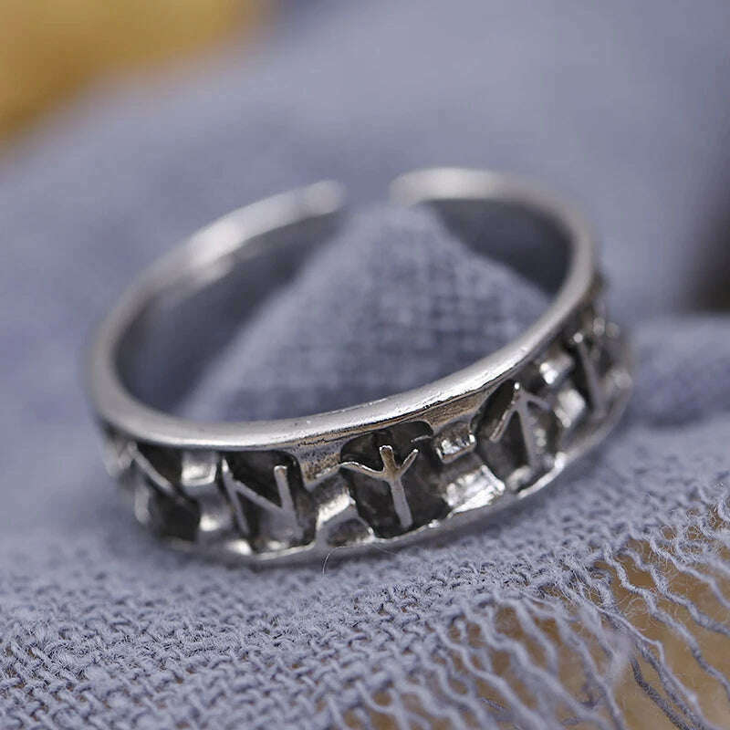 KIMLUD, Vintage Viking Ring Ethnic Totem Rune Ring Men Geometric Shaped Titanium Steel Ring Fashion Locomotive Ring Jewelry Gifts, KIMLUD Womens Clothes
