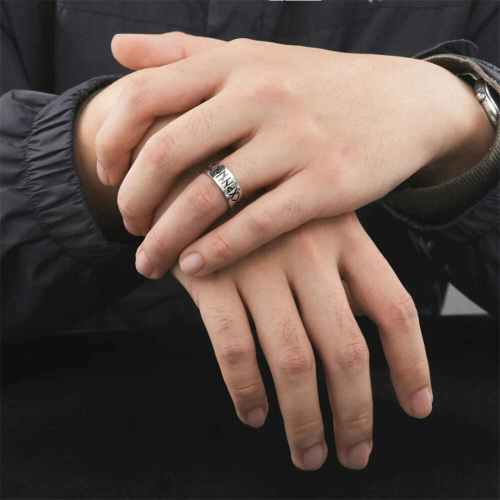 Vintage Wicca Celtic Knot Weave Viking Symbols Stainless Steel Mens Women Luck Tree Rings Simple for Girl Boyfriend Jewelry Gift - KIMLUD