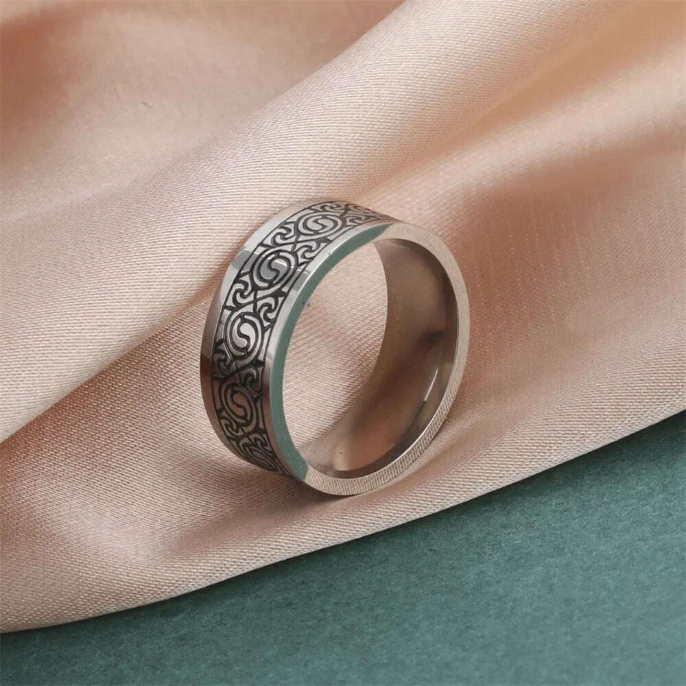 Vintage Wicca Celtic Knot Weave Viking Symbols Stainless Steel Mens Women Luck Tree Rings Simple for Girl Boyfriend Jewelry Gift - KIMLUD
