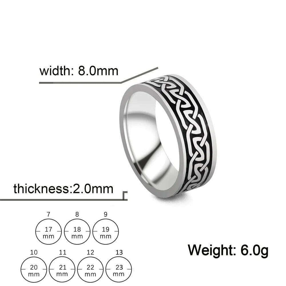 KIMLUD, Vintage Wicca Celtic Knot Weave Viking Symbols Stainless Steel Mens Women Luck Tree Rings Simple for Girl Boyfriend Jewelry Gift, 3 / 13, KIMLUD Womens Clothes