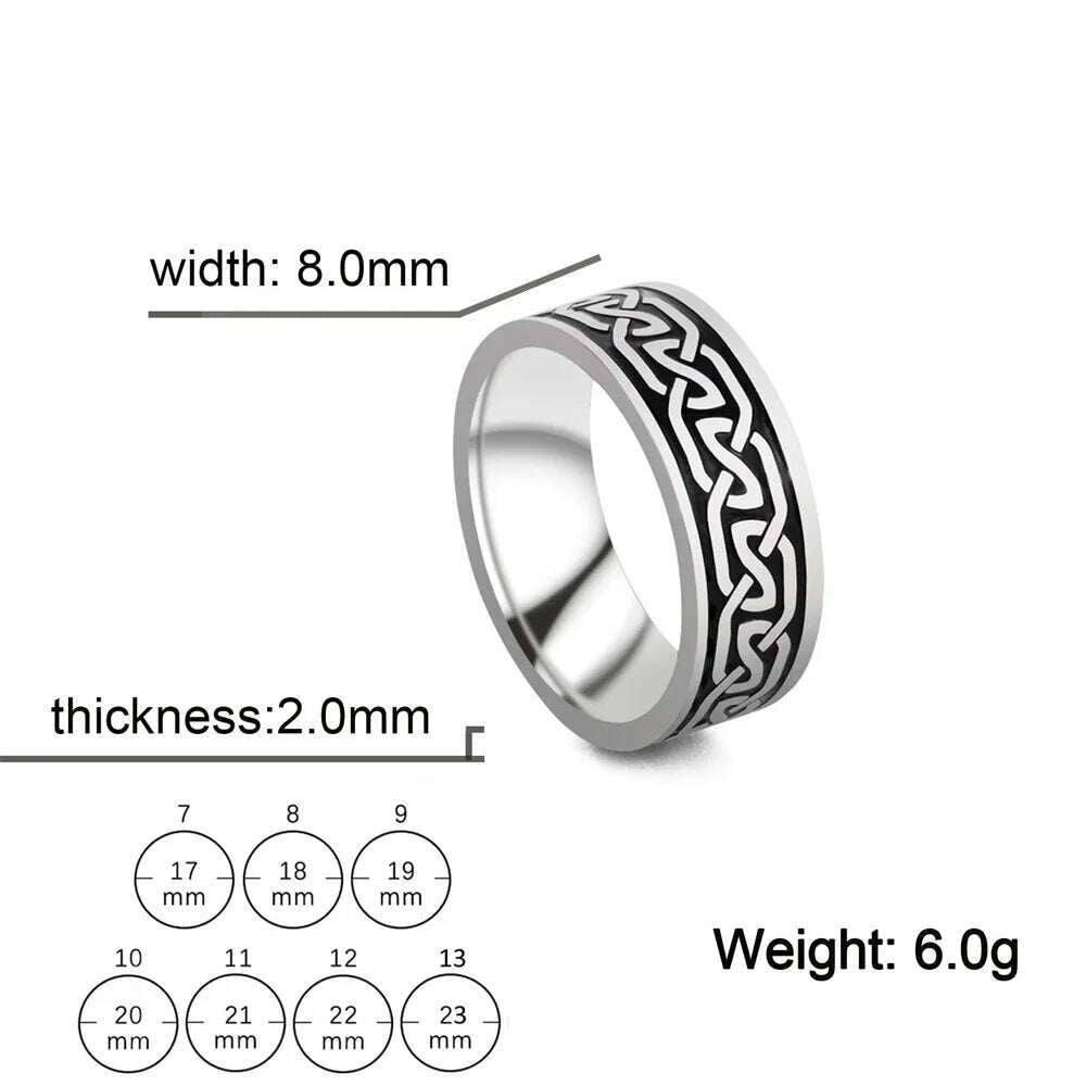 Vintage Wicca Celtic Knot Weave Viking Symbols Stainless Steel Mens Women Luck Tree Rings Simple for Girl Boyfriend Jewelry Gift - KIMLUD