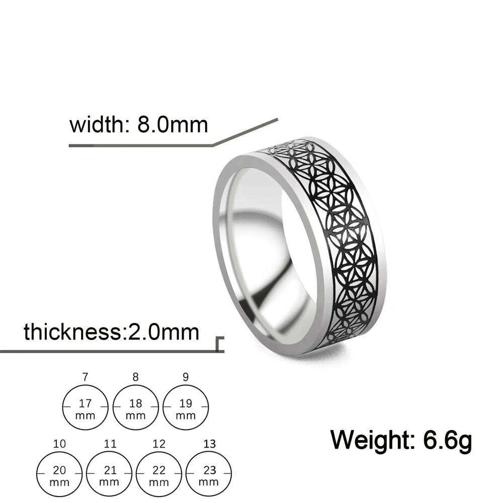 KIMLUD, Vintage Wicca Celtic Knot Weave Viking Symbols Stainless Steel Mens Women Luck Tree Rings Simple for Girl Boyfriend Jewelry Gift, 1 / 7, KIMLUD Womens Clothes