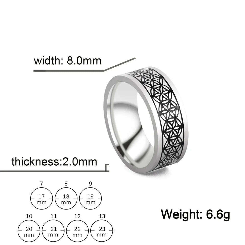 Vintage Wicca Celtic Knot Weave Viking Symbols Stainless Steel Mens Women Luck Tree Rings Simple for Girl Boyfriend Jewelry Gift - KIMLUD