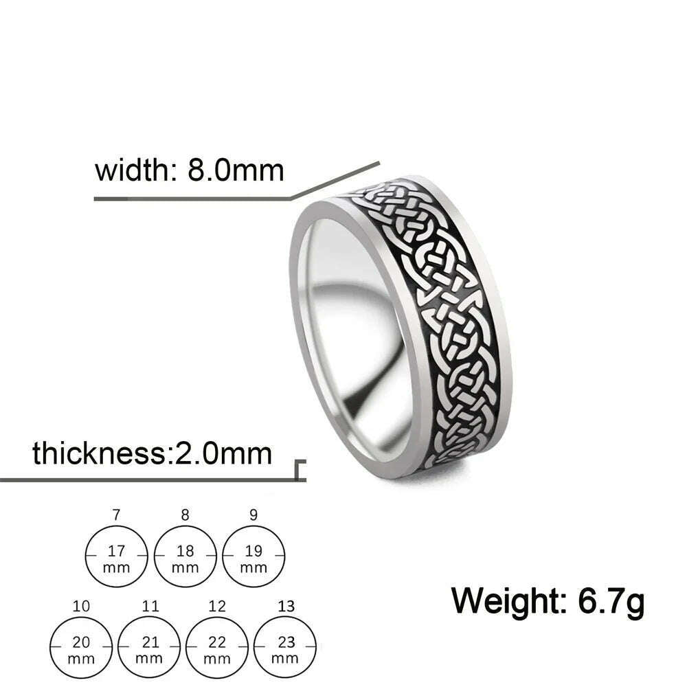 Vintage Wicca Celtic Knot Weave Viking Symbols Stainless Steel Mens Women Luck Tree Rings Simple for Girl Boyfriend Jewelry Gift - KIMLUD