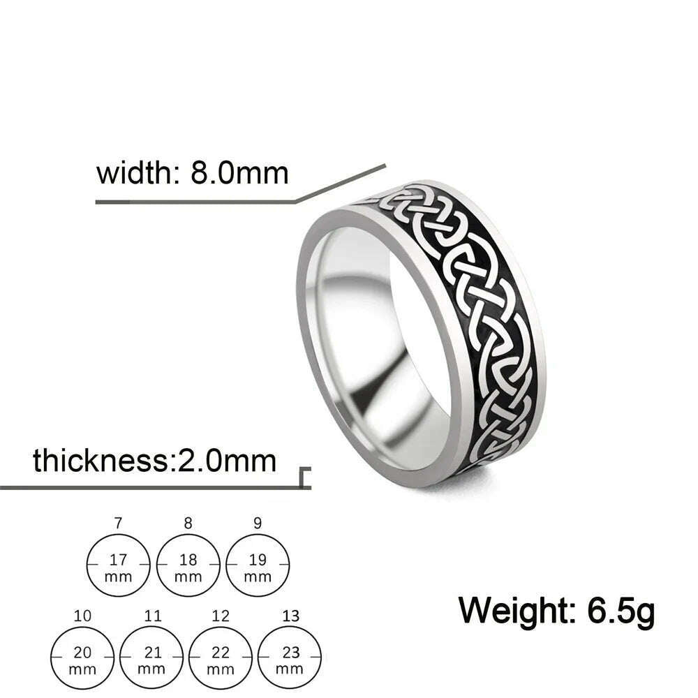 Vintage Wicca Celtic Knot Weave Viking Symbols Stainless Steel Mens Women Luck Tree Rings Simple for Girl Boyfriend Jewelry Gift - KIMLUD