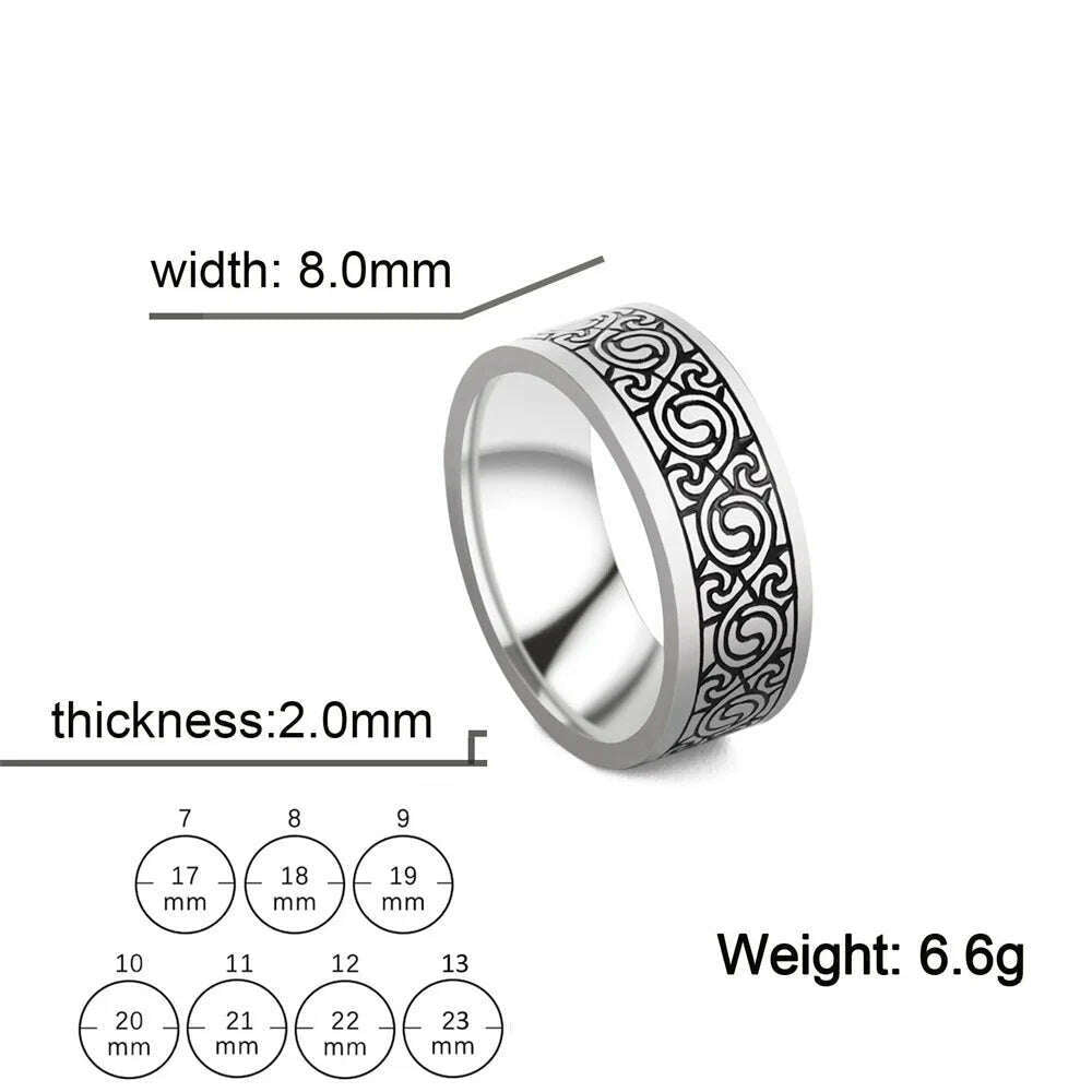 Vintage Wicca Celtic Knot Weave Viking Symbols Stainless Steel Mens Women Luck Tree Rings Simple for Girl Boyfriend Jewelry Gift - KIMLUD