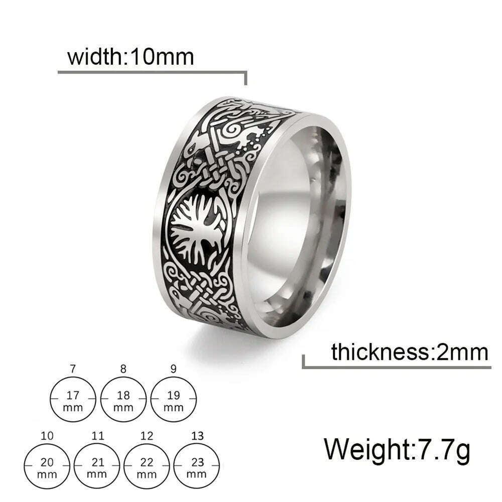Vintage Wicca Celtic Knot Weave Viking Symbols Stainless Steel Mens Women Luck Tree Rings Simple for Girl Boyfriend Jewelry Gift - KIMLUD
