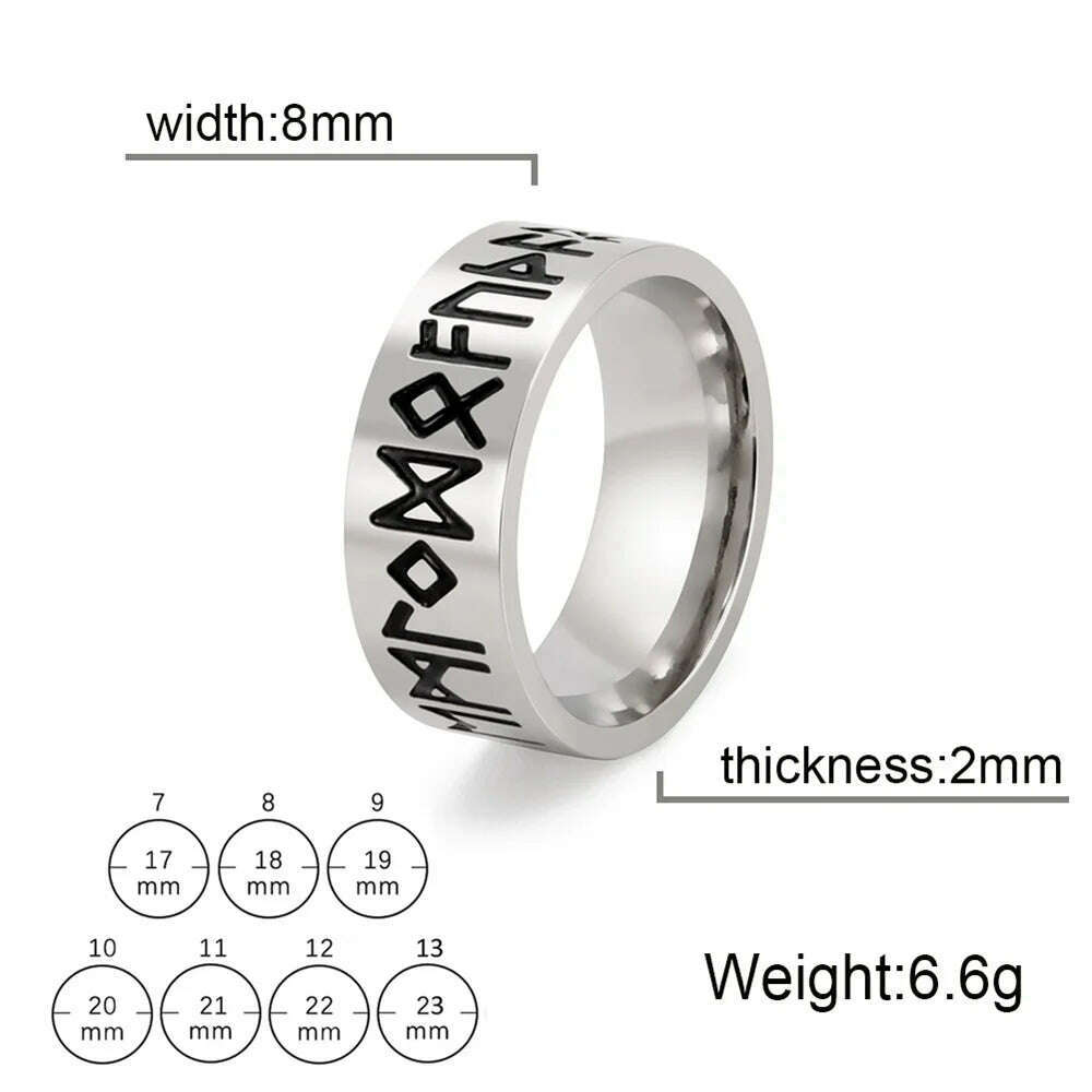 KIMLUD, Vintage Wicca Celtic Knot Weave Viking Symbols Stainless Steel Mens Women Luck Tree Rings Simple for Girl Boyfriend Jewelry Gift, 10 / 8, KIMLUD Womens Clothes