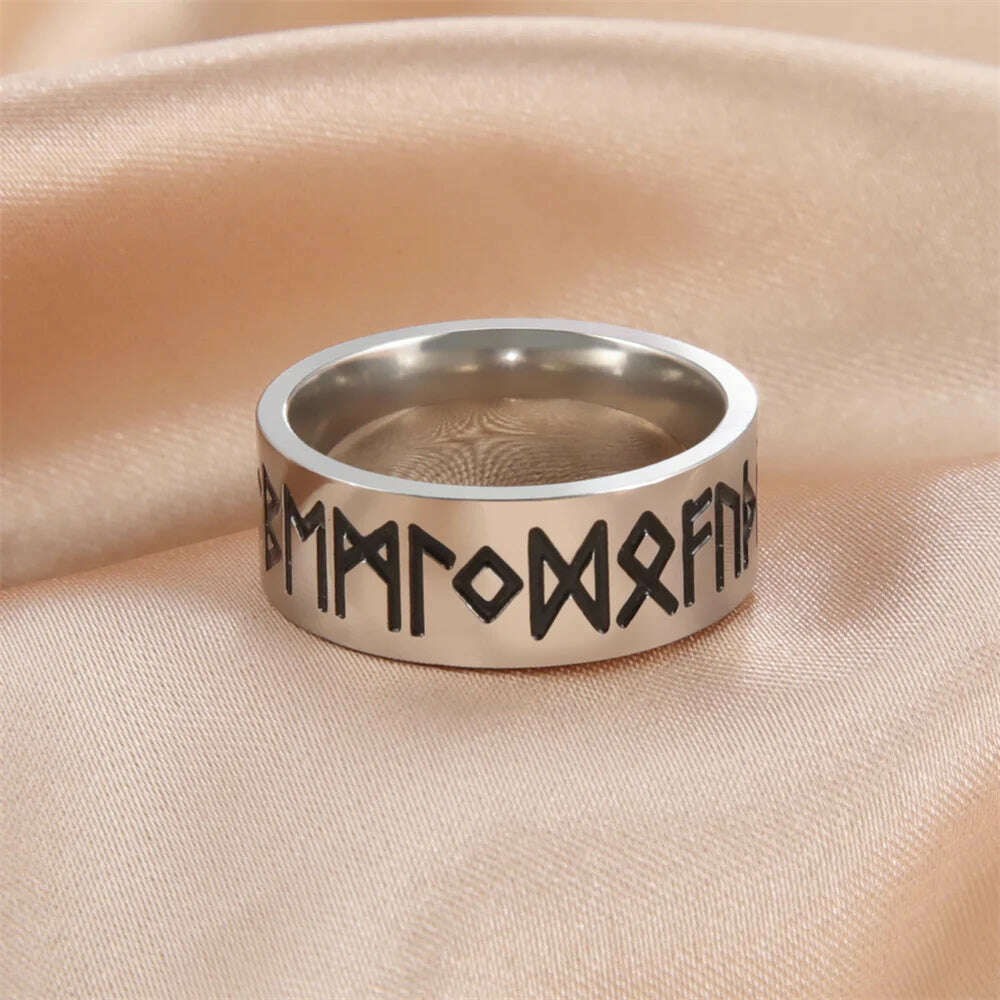 Vintage Wicca Celtic Knot Weave Viking Symbols Stainless Steel Mens Women Luck Tree Rings Simple for Girl Boyfriend Jewelry Gift - KIMLUD