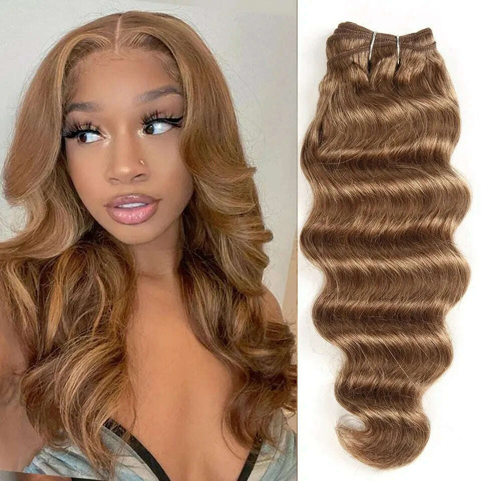 KIMLUD, Virgin Brazilian Remy Human Hair Extensions Honey Blonde Bundles Body Wave Human Hair Bundles Brazilian Hair Weave, 10inches / VIRGIN HAIR / #8, KIMLUD APPAREL - Womens Clothes
