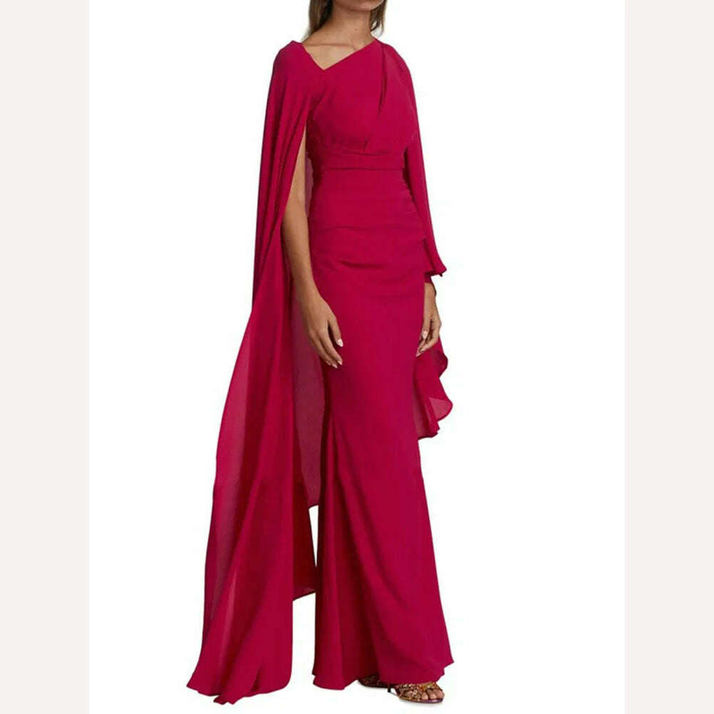 KIMLUD, VKBN News Party Evening Dresses Women Casual Lantern Sleeve Wine Red Diagonal Collar Banquet Maxi Wedding Dresses for Female, KIMLUD Womens Clothes