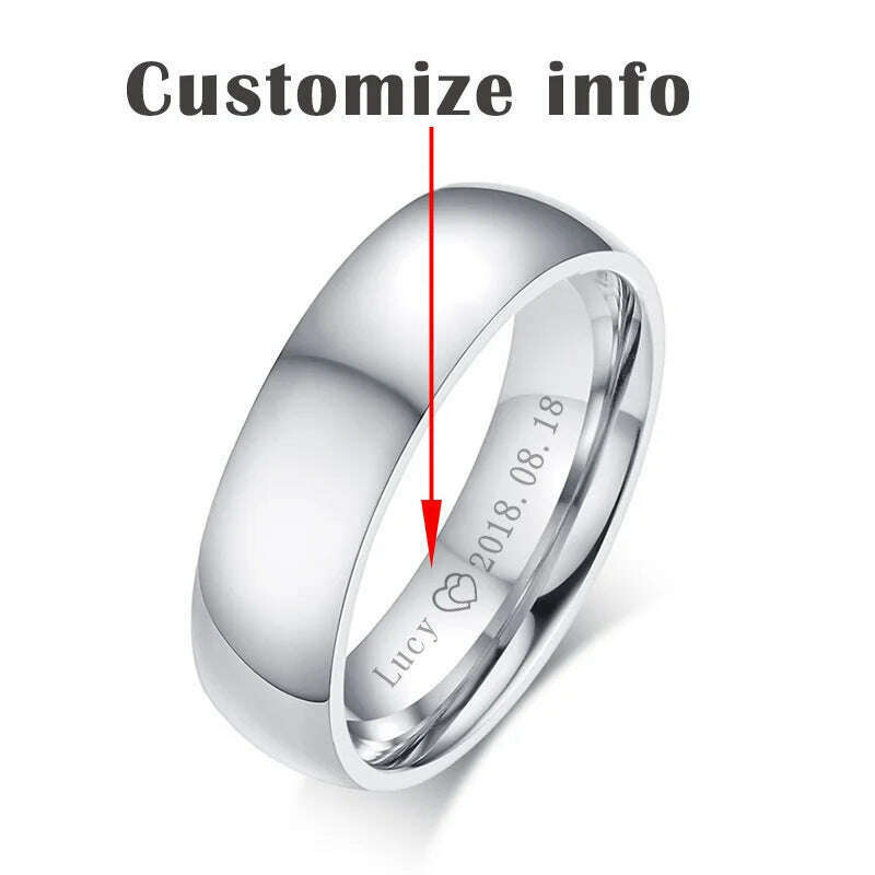 KIMLUD, Vnox Classic Wedding Rings for Women Men Gold Color Stainless Steel Couple Band Anniversary Personalized Name Lovers Gift, Custom  Men silver / 5, KIMLUD Women's Clothes