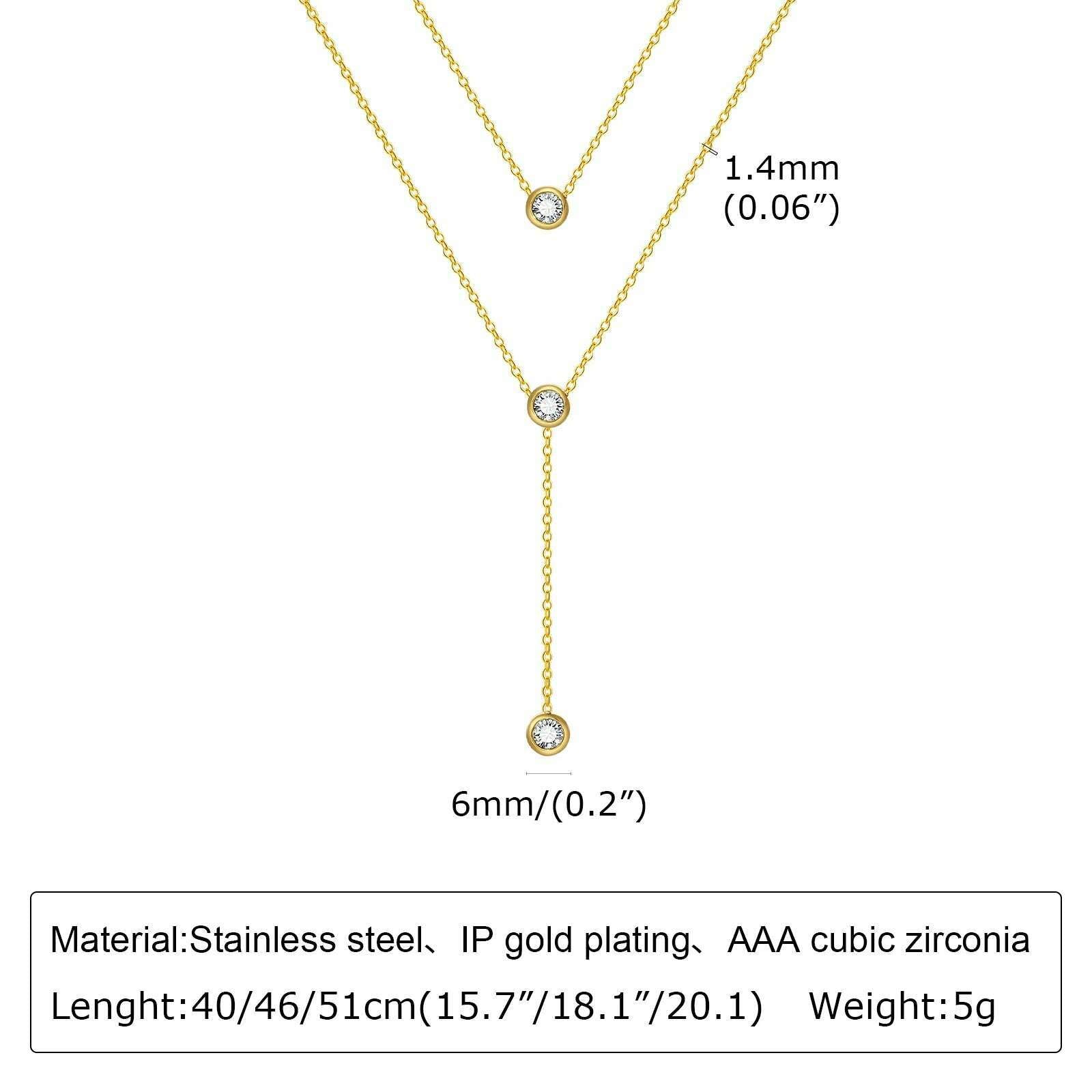 KIMLUD, Vnox Layering Necklaces for Women, Gold Color Sexy Y Necklaces, Stainless Steel Rosary Chain, Layered Beads Choker, NC-1448G, KIMLUD Womens Clothes