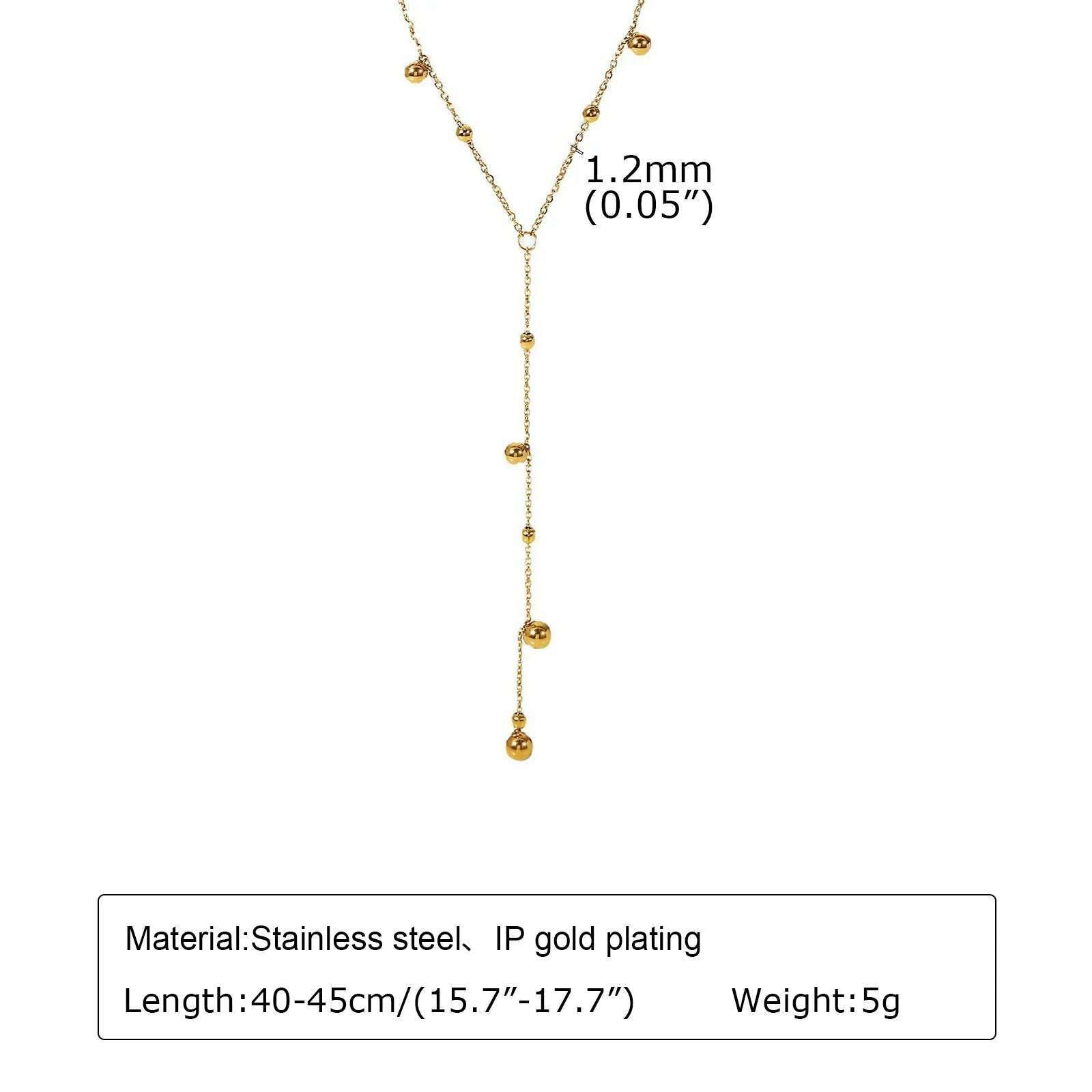 KIMLUD, Vnox Layering Necklaces for Women, Gold Color Sexy Y Necklaces, Stainless Steel Rosary Chain, Layered Beads Choker, NC-1438G, KIMLUD Women's Clothes