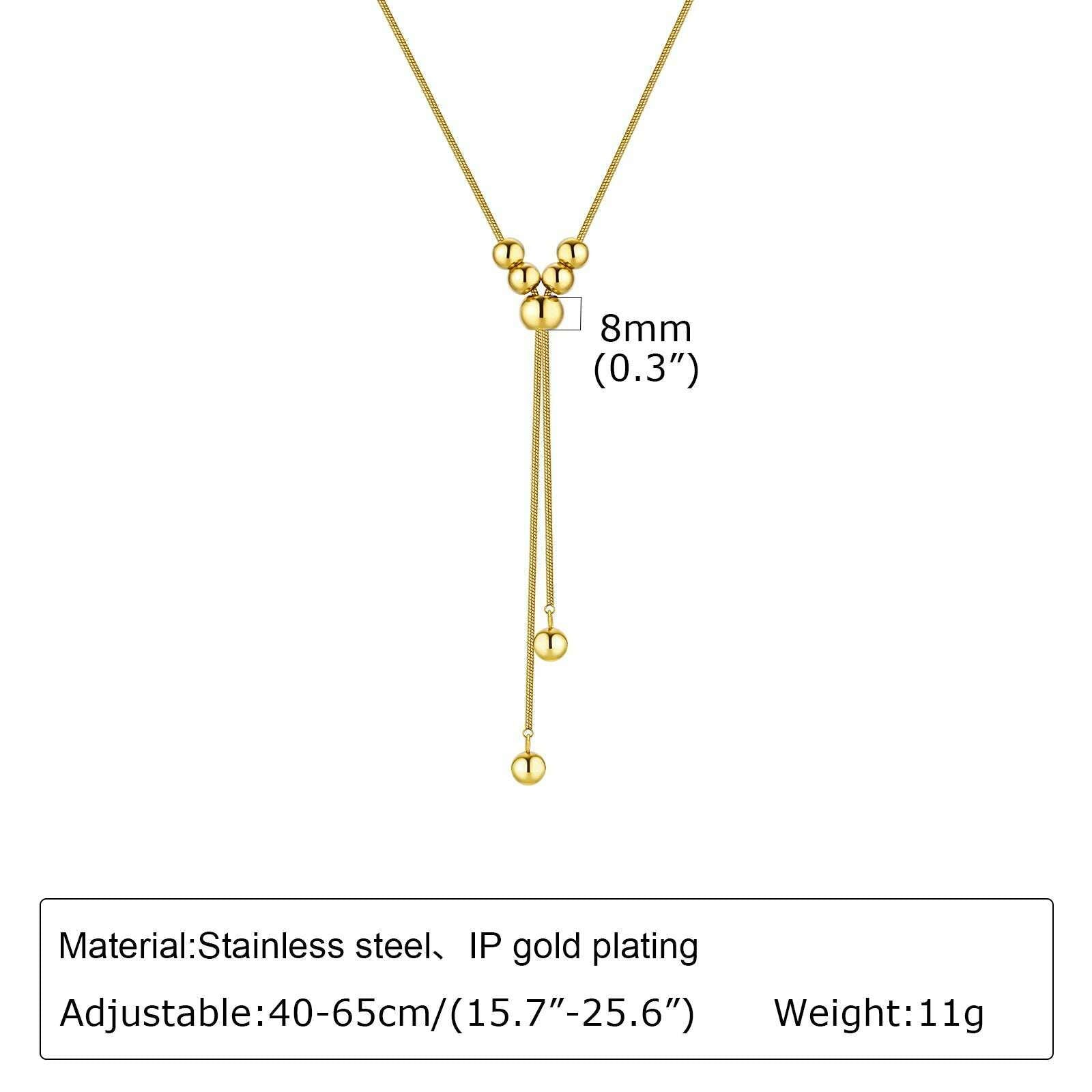 KIMLUD, Vnox Layering Necklaces for Women, Gold Color Sexy Y Necklaces, Stainless Steel Rosary Chain, Layered Beads Choker, NC-1484G, KIMLUD Womens Clothes