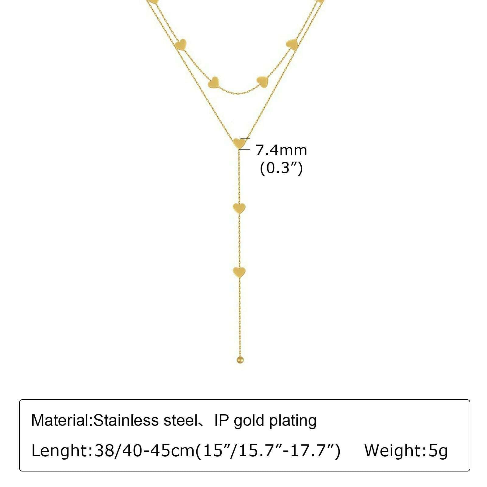 KIMLUD, Vnox Layering Necklaces for Women, Gold Color Sexy Y Necklaces, Stainless Steel Rosary Chain, Layered Beads Choker, NC-1474G, KIMLUD Women's Clothes