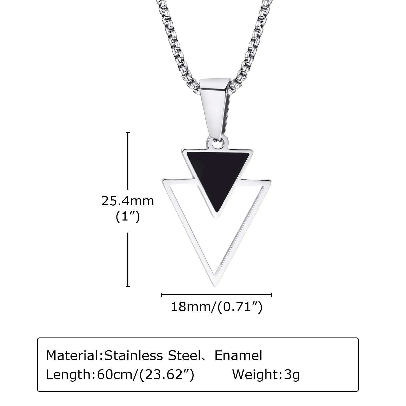 KIMLUD, Vnox New Fashion Triangle Pendant Necklace for Men Boys, Minimalist Stainless Steel Hollow Geometric Collar Male Jewelry Gift, KIMLUD Women's Clothes
