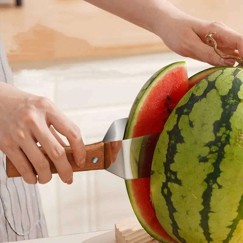 KIMLUD, Watermelon Slicer Stainless Steel Color Non-slip Plastic Wrap Handle Not Hurt Hands Cantaloupe Kitchen Fruit Cutting Tool, KIMLUD Womens Clothes