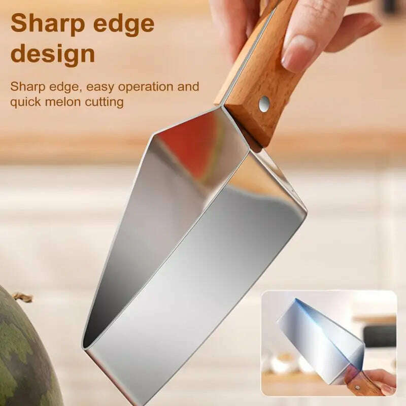 KIMLUD, Watermelon Slicer Stainless Steel Color Non-slip Plastic Wrap Handle Not Hurt Hands Cantaloupe Kitchen Fruit Cutting Tool, KIMLUD Womens Clothes