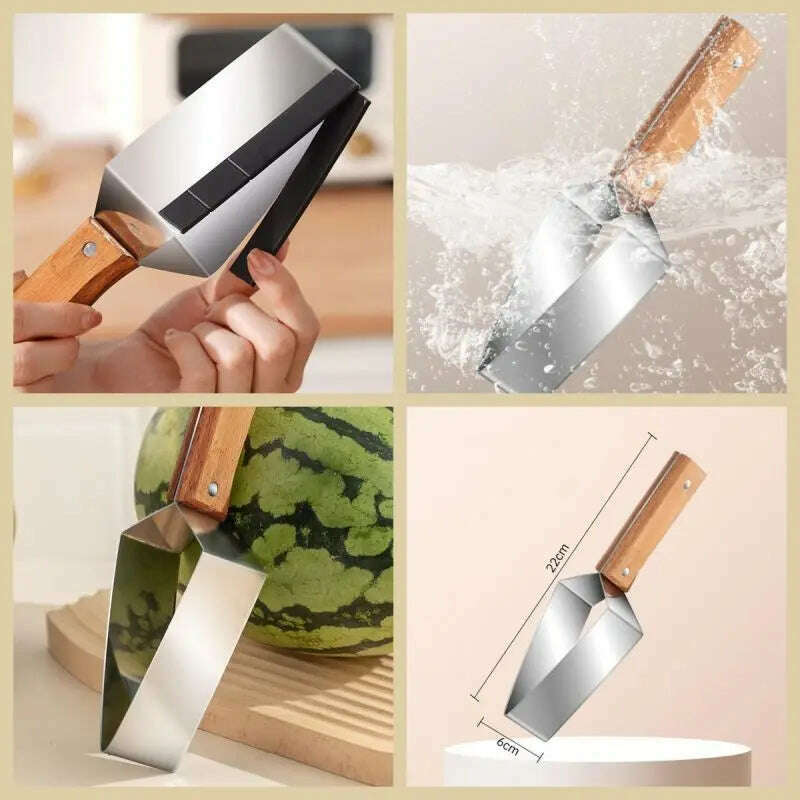 KIMLUD, Watermelon Slicer Stainless Steel Color Non-slip Plastic Wrap Handle Not Hurt Hands Cantaloupe Kitchen Fruit Cutting Tool, KIMLUD Womens Clothes