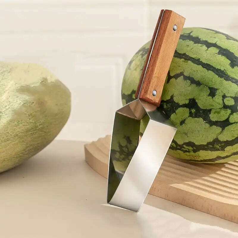 KIMLUD, Watermelon Slicer Stainless Steel Color Non-slip Plastic Wrap Handle Not Hurt Hands Cantaloupe Kitchen Fruit Cutting Tool, 1pc, KIMLUD APPAREL - Womens Clothes
