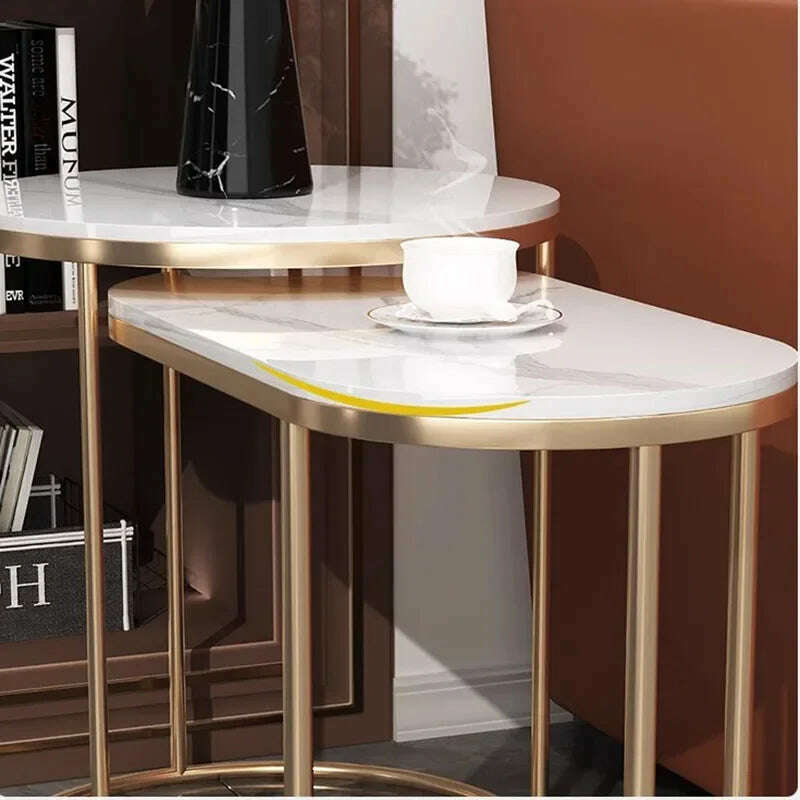 KIMLUD, Waterproof Aesthetic Side Table Metal Gold Low Modern Marble Round Table Minimalist Floor Hotel Mesa Auxiliar Furniture For Home, KIMLUD Womens Clothes