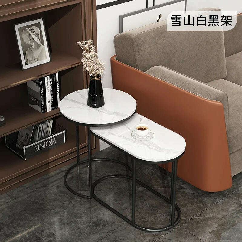 KIMLUD, Waterproof Aesthetic Side Table Metal Gold Low Modern Marble Round Table Minimalist Floor Hotel Mesa Auxiliar Furniture For Home, style2, KIMLUD APPAREL - Womens Clothes