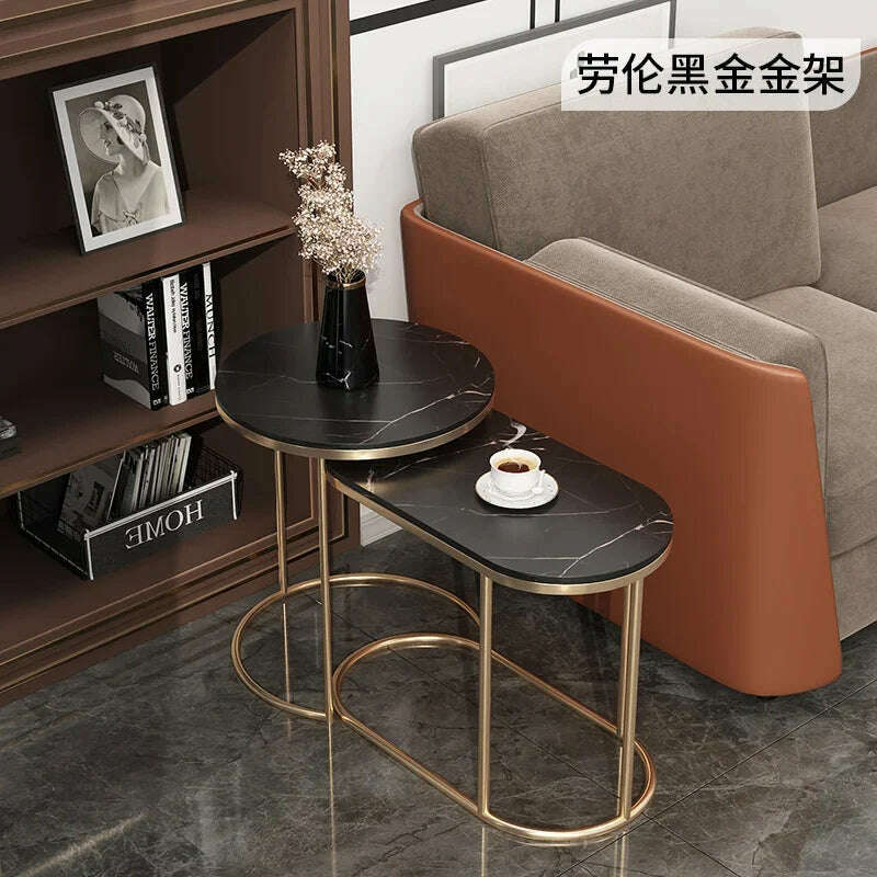 KIMLUD, Waterproof Aesthetic Side Table Metal Gold Low Modern Marble Round Table Minimalist Floor Hotel Mesa Auxiliar Furniture For Home, style5, KIMLUD APPAREL - Womens Clothes