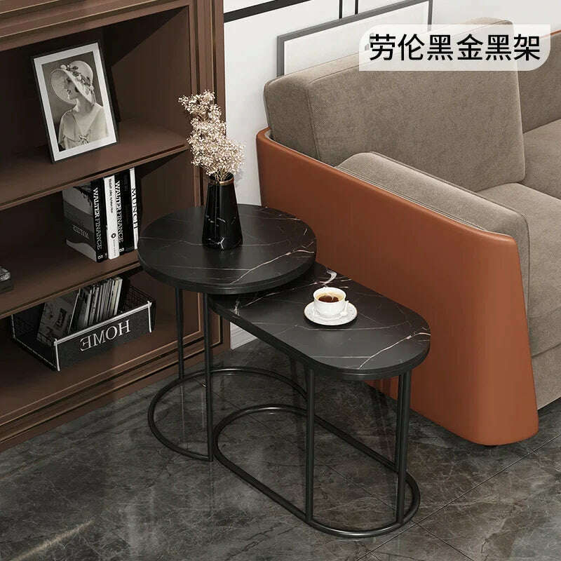 KIMLUD, Waterproof Aesthetic Side Table Metal Gold Low Modern Marble Round Table Minimalist Floor Hotel Mesa Auxiliar Furniture For Home, style6, KIMLUD APPAREL - Womens Clothes