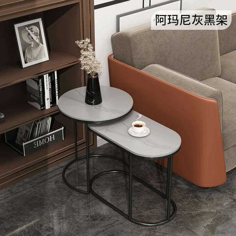 KIMLUD, Waterproof Aesthetic Side Table Metal Gold Low Modern Marble Round Table Minimalist Floor Hotel Mesa Auxiliar Furniture For Home, style4, KIMLUD APPAREL - Womens Clothes
