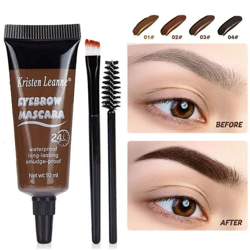 KIMLUD, Waterproof Eyebrow Enhancer Cream with Brush Makeup Lasting Fast Tint Easy Dye DIY Natural Brow Gel Tattoo Tint Cosmetic 4 Color, KIMLUD Womens Clothes