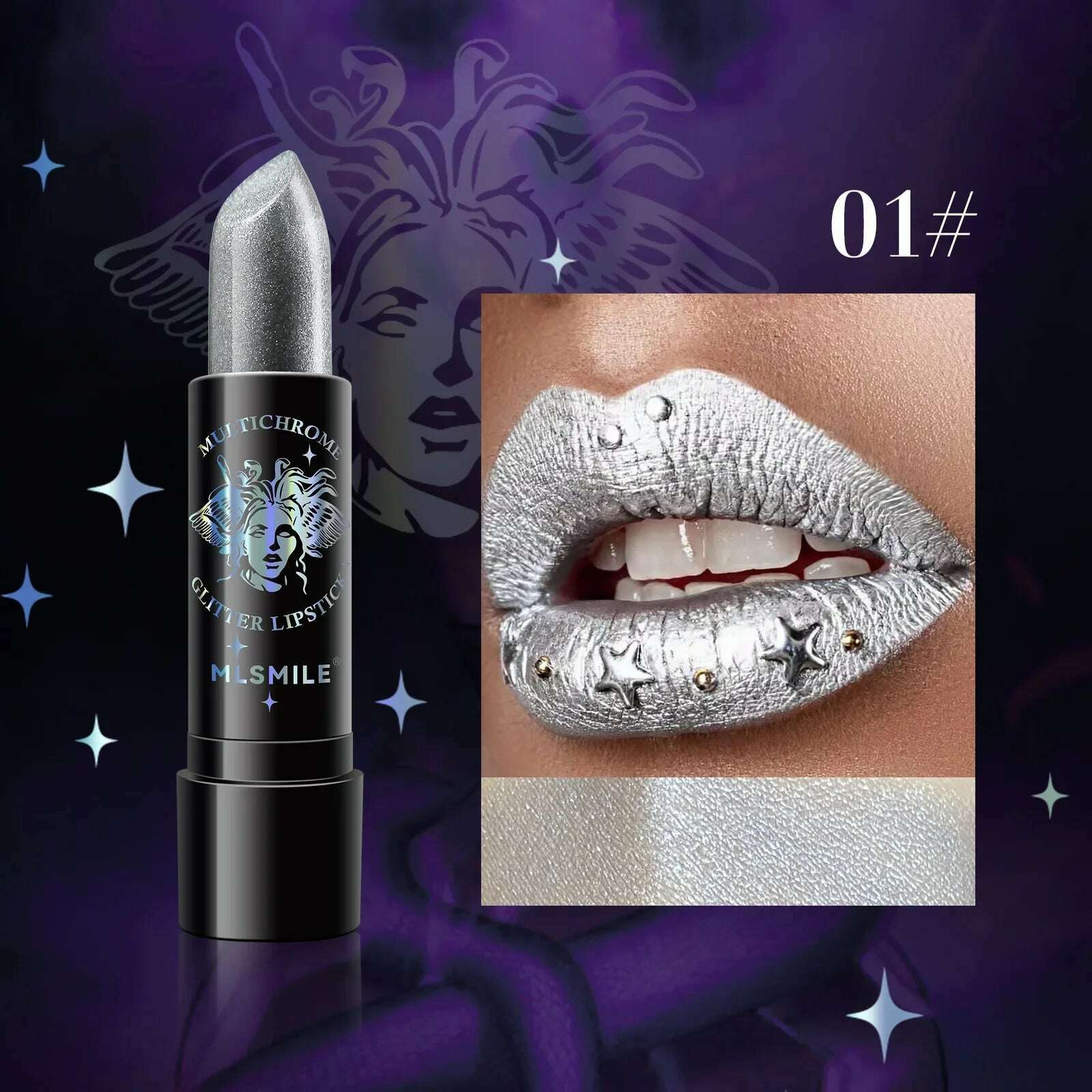 KIMLUD, Waterproof Glitter Matte Lipstick Long Lasting Color Rendering Non-stick Cup Velvet Shiny Lipsticks Silver Gold Sexy Lips Makeup, A01, KIMLUD Women's Clothes