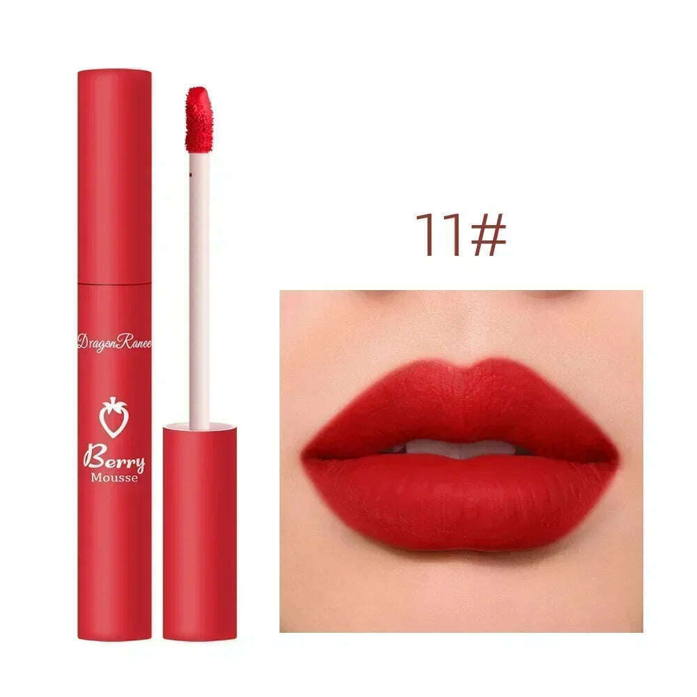 KIMLUD, Waterproof Liquid Lipstick 12 Colors Matte Nude Lip Gloss Brown Pigment Dark Red Lasting Velvet Lipstick Women Makeup Lip Glaze, 11, KIMLUD Women's Clothes