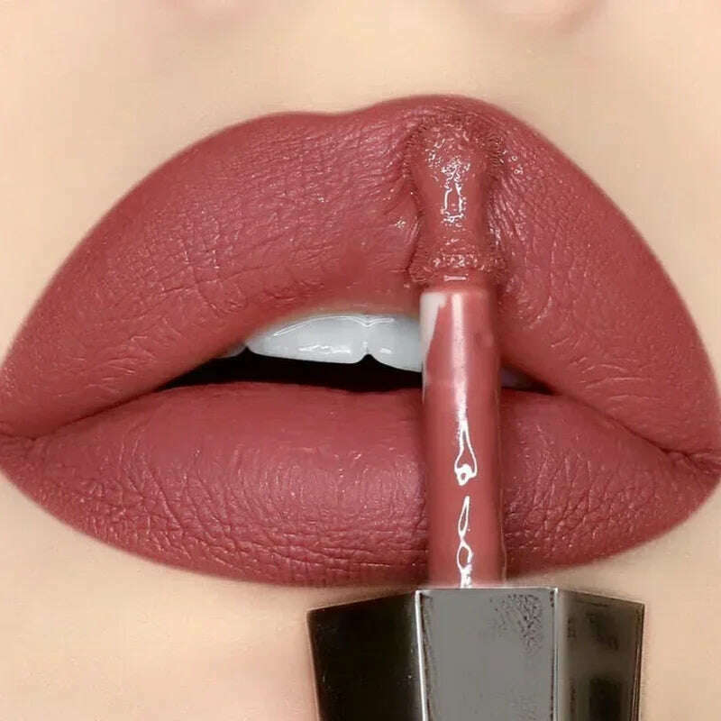 Waterproof Nude Lip Gloss 18Colors Lasting Velvet Matte Liquid Lipstick Moisturizing Non-stick Cup Lip Glaze Lip Makeup Cosmetic - KIMLUD