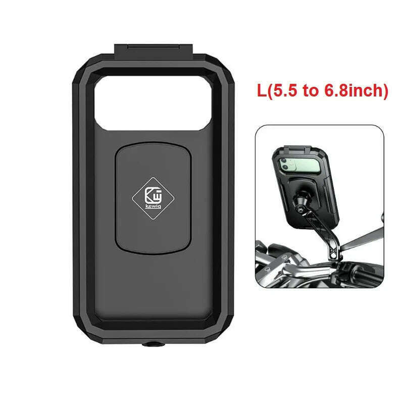 KIMLUD, Waterproof Phone Case Bike Motorcycle Handlebar Rear View Mirror 3 to 6.8" Cellphone Mount Bag Motorbike Scooter Phone Stand, L for irror, KIMLUD APPAREL - Womens Clothes